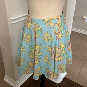 Betty turquoise/yellow floral print pleated skirt